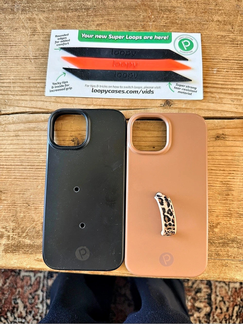 Loopy Super Loops Phone Case Set Black & Tan Like New iPhone 12